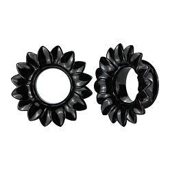 Черный Ушные туннели из цветочной латуни, чёрные, 8 мм