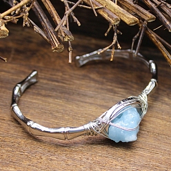 Аквамарин Браслеты-манжеты с натуральным аквамарином, внутренний диаметр: 2-1/2 дюйм (6.5 см)