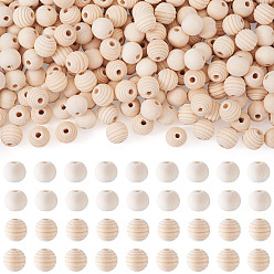 Желтая Старая Ткань  200шт 2 стили необработанные деревянные бусины, бусины с большим отверстием, круглые и круглые, неокрашенными, старое кружево, 14x13~14 мм, отверстие : 3.5~4 мм, 100 шт / стиль