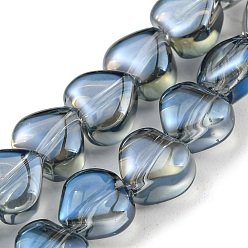 Cadet Blue Full Plated Electroplate Transparent Glass Beads Strands, Heart, Cadet Blue, 5.5x6x4mm, Hole: 0.9mm, about 110pcs/strand, 23.23 inch(59cm)