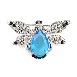 Platine Broches en alliage et strass pour vêtements de sac à dos, abeilles, platine, 21x33mm
