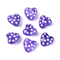 Темная Орхидея Нити прозрачных бусин из стеклянной эмали, сердце с точкой, темные орхидеи, 14~14.5x14~14.5x9~10 мм, отверстие : 0.7~0.8 мм, около 20 шт / нитка, 10.24 дюйм (26 см).