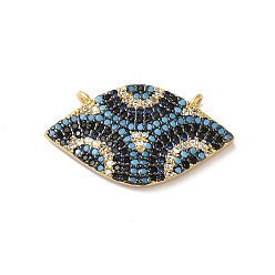 Настоящее золото 18K Подвеска для конского глаза с покрытием из латуни, микро-паве, подвески из кубического циркония, без свинца и без кадмия, долговечный, реальный 18 k позолоченный, 14.5x25x2.5 мм, отверстие : 1.2 мм