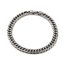 Antique Silver 304 Stainless Steel Cuban Link Chain Bracelet, Antique Silver, 8-1/8 inch(20.7cm)