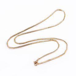 Golden Ion Plating(IP) 304 Stainless Steel Curb Chain Necklaces, with Lobster Claw Clasps, Golden, 19.7 inch(50cm), 2mm