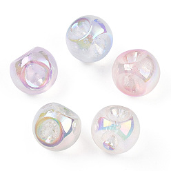 Mixed Color UV Plating Rainbow Iridescent Acrylic Beads, Round, Mixed Color, 14.5mm, Hole: 3mm