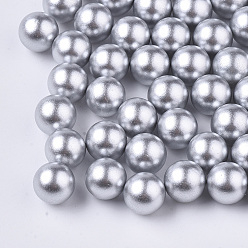 Light Grey ABS Plastic Imitation Pearl Beads, Matte Style, No Hole/Undrilled, Round, Light Grey, 8mm, about 2000pcs/bag