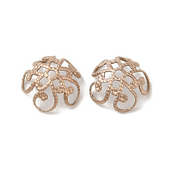 Розовое Золото 304 из нержавеющей стали шарик крышки, цветок, розовое золото , 10.5x9.5x4.5 мм, отверстие : 1.2 мм