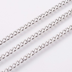 Нержавеющая Сталь Цвет Устойчивые к потускнению 304 цепи из нержавеющей стали, с катушкой, несварные, цвет нержавеющей стали, 5.5x4x1.2 мм, около 32.8 футов (10 м) / рулон
