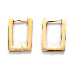 Golden 304 Stainless Steel Rectangle Huggie Hoop Earrings, Golden, 17.5x12.5x3mm, Pin: 1mm