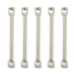 Real Platinum Plated SHEGRACE Brass Connector Charms, Bar Links, Cadmium Free & Nickel Free & Lead Free, Real Platinum Plated, 15x1.8x1mm, Hole: 0.9mm