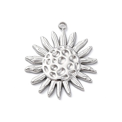 Нержавеющая Сталь Цвет 304 подвески из нержавеющей стали, анти-тускнение, цветочный шарм, цвет нержавеющей стали, 27.5x23x2.5 мм, отверстие : 2 мм