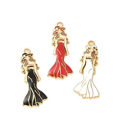 (52) Непрозрачная лаванда 304 нержавеющей стальной эмали подвески, женщины, ионное покрытие (ip), золотые, разноцветные, 39.5x16.5x6 мм, отверстие : 2 мм