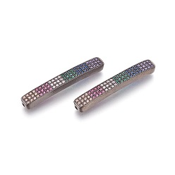 Bronze Micro en laiton pavent des perles cubes de zircone, sans plomb et sans cadmium, plaqué longue durée, rectangle, colorées, gris anthracite, 36x5x3mm, Trou: 1mm