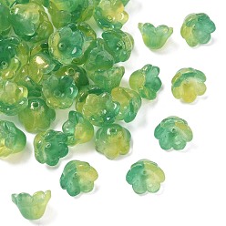 Лайм Прозрачные шапочки из стеклянных бусин, с блеском порошок, желто-зеленые, 12x8 мм, отверстие : 1.4 мм, 1250 шт / 1000 г