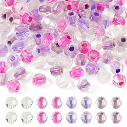 Средняя Орхидея 2пакеты 200шт. прозрачные стеклянные бусины, граненые, двухконусные, средне орхидеи, 4.5x3.5 мм, отверстие : 1.6 мм, 100 шт / пакет