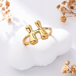 Letter H 304 открытые манжеты из нержавеющей стали для женщин, буквы, реальный 18 k позолоченный, Письмо ч, 13~14x7~15 мм