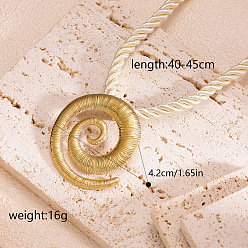Другие Океан 304 подвеска из нержавеющей стали, ожерелье из витого акрилового волокна для женщин, золотые, бежевые, спиральную форму, 15.75~17.72 дюйм (40~45 см), Кулон : 42 мм