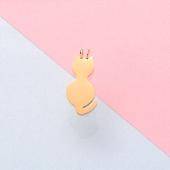 Golden Stainless Steel Pendants, Cat Shape Charm, Golden, 19x8.5x1.3mm, Hole: 1.8mm