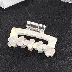 Misty Rose Cellulose Acetate Claw Hair Clips, Rectangle with Flower, Misty Rose, 43x24x21mm