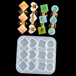 Белый Зажим для волос силиконовые формы, формы для литья смолы, для уф-смолы, изготовление ювелирных изделий из эпоксидной смолы, сердце и круглый и прямоугольник, белые, 91x96x4.5 мм, внутренний диаметр: 74~80x18~24 мм