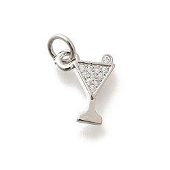 Платина Латунные микропаве прозрачные подвески с фианитом, с целью перехода в кольце, долговечный, без свинца и без кадмия, чашка прелести, платина, 11.5x8.5x2 мм, отверстие : 3.5 мм