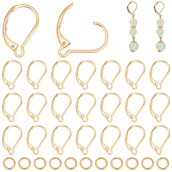 Настоящее золото 24K 30 шт. 304 серьги с рычагом из нержавеющей стали, 30шт стойки с покрытием из латуни, реальный 24 k позолоченный, 16.5x10x2 мм, штифты : 1 мм