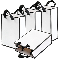 Белый 10шт. прямоугольные бумажные пакеты, с ручками, для подарочных пакетов и сумок, белые, 16x12x0.6 см