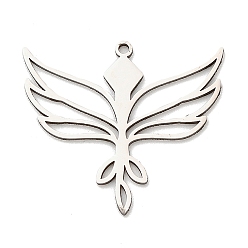 Нержавеющая Сталь Цвет 201 подвески из нержавеющей стали, лазерная резка, очарование крыла, цвет нержавеющей стали, 25.5x29x1 мм, отверстие : 1.4 мм