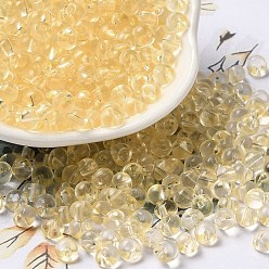 Beige Transparente Acryl Perlen, oben gebohrt, runde Suzumaru-Perlen, beige, 5.5x5x4 mm, Bohrung: 1.2 mm, ca. 8333 Stk. / Set