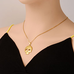 Настоящее золото 18K Cinco de mayo 304 подвески из нержавеющей стали в виде сахарного черепа для женщин, реальный 18 k позолоченный, 17.72 дюйм (45 см)