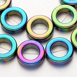 (966) Внутренний цвет Кристалл / Лиловато-лиловый на подкладке Гальванизировать немагнитных синтетический гематит бисер пряди, кольцо, с покрытием разноцветным, 14x4 мм, отверстие : 1 мм, около 29 шт / нитка, 15.7 дюйм