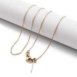 Золотой Ионное покрытие (IP) регулируемое 304 ожерелья из троса из нержавеющей стали, с силиконовыми бусинами, золотые, 17.40~17.52 дюйм (44.2~44.5 см)