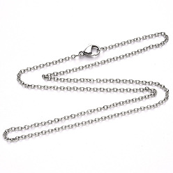 Stainless Steel Color 304 Stainless Steel Cable Chain Necklace, with Lobster Claw Clasp, Stainless Steel Color, 19.68 inch(50cm), Link: 2.5x2x0.5mm