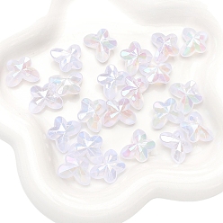 лаванда 10 шт. прозрачные бусины-бабочки с акриловым покрытием, блеск бисера, лаванда, 14x18 мм