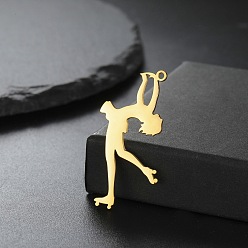 Золотой Шкентели нержавеющей стали, девушка на коньках, золотые, 39x20 мм