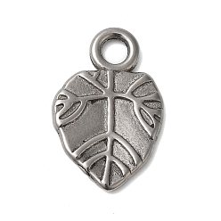 Нержавеющая Сталь Цвет Не тускнеющие 304 подвески из нержавеющей стали, лист прелести, цвет нержавеющей стали, 17x11x1 мм, отверстие : 2.5 мм