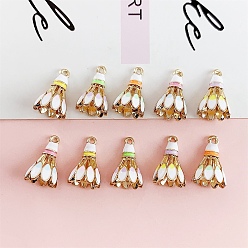 (52) Непрозрачная лаванда Подвески из эмали и сплава, прелести бадминтона, золотые, разноцветные, 16x10x10 мм, отверстие : 1.2 мм