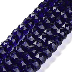 Темно-Синий Прозрачные стеклянные бусины, граненые, баррель, темно-синий, 8x6 мм, отверстие : 1.2 мм, около 64 шт / нитка, 14.96'' (38 см)