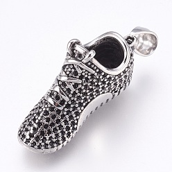 Antik Silber Farbe 304 Edelstahl Anhänger, , Antik Silber Farbe, 40x13x23 mm, Bohrung: 5x7 mm