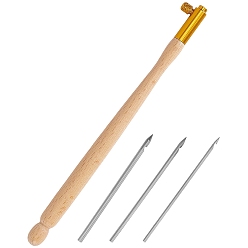 BurlyWood 1 Bag Wood Tambour Hooks, with Steel Needles, for 3D French Embroidery Crochet Tools, BurlyWood, 122x12x6mm