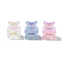 (52) Непрозрачная лаванда Uv акриловые покрытия бусины, радужный, медведь, разноцветные, 23.5x22.5x20 мм, отверстие : 2.7 мм