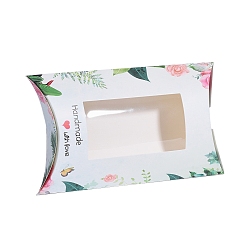 White Paper Pillow Boxes, Gift Candy Packing Box, with Clear Window, Word Love, White, 17.5x10.05x3.85cm