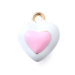 Сердце Цинкового сплава эмали прелести, реальный 18 k позолоченный, сердце, 12x10.5x7 мм, отверстие : 1.6 мм