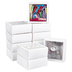 Белый Складные квадратные подарочные коробки для хранения бумаги, бумажные упаковочные ящики, с видимым окном из ПВХ, белые, 11x11x4.5 см
