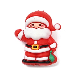 Santa Claus Силиконовые бусины, фокусные бусы, Новогодняя тема, красочный, Дед Мороз, 28x24x15 мм, отверстие : 3 мм