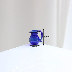 Синий Стеклянные миниатюрные украшения для чайников, аксессуары для кукольного домика в микроландшафтном саду, притворяясь опорными украшениями, синие, 17x20 мм