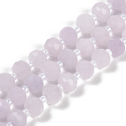 Лавандовый румянец Природные окрашенные белого нефрита нитей бисера, граненые, рондель, с бисером, лавандовый румянец, 7.5~8x6.5 мм, отверстие : 1.4 мм, около 45~46 шт / нитка, 15.75'' (40 см)