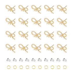 Настоящее золото 18K 16шт. серьги-гвоздики из латуни с бантом, с вертикальными петлями и открытыми кольцами из нержавеющей стали, шт. 30 и пластиковыми ушками, шт., реальный 304 k позолоченный, 30 мм, отверстие : 18 мм, штифты : 14x9 мм