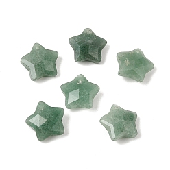 Aventurina Verde Colgantes naturales aventurina verde, encantos de estrellas facetadas, 14~15x14~15x5.5~6.5 mm, agujero: 0.8 mm